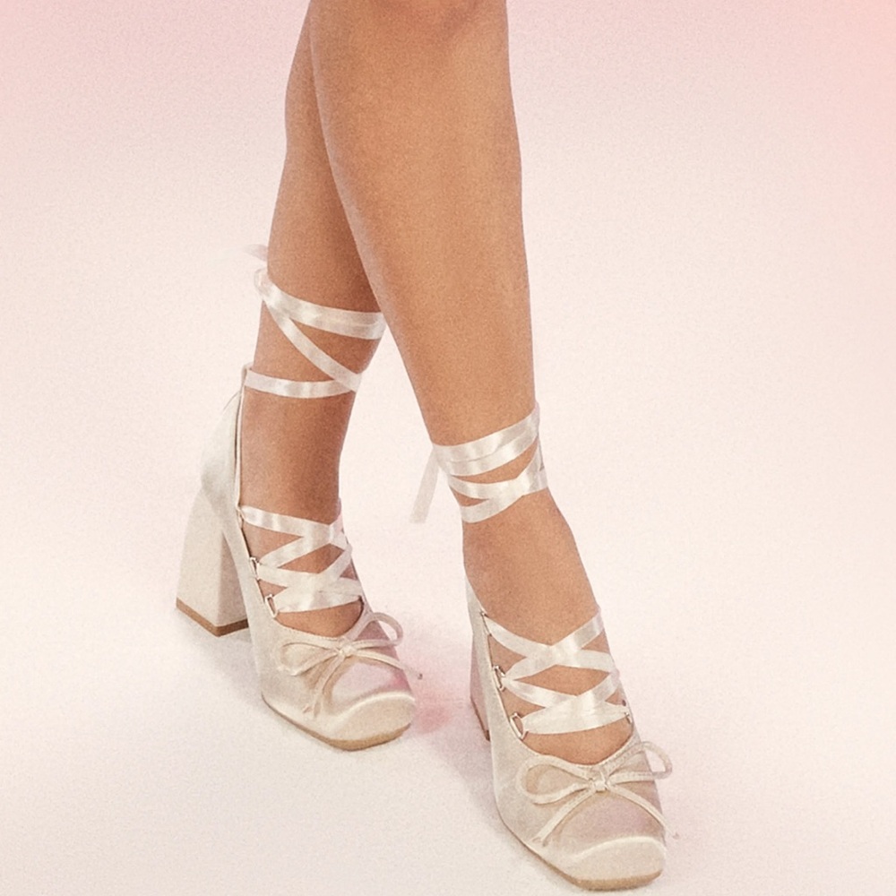 Ballet satin bow Mary Jane Heels
